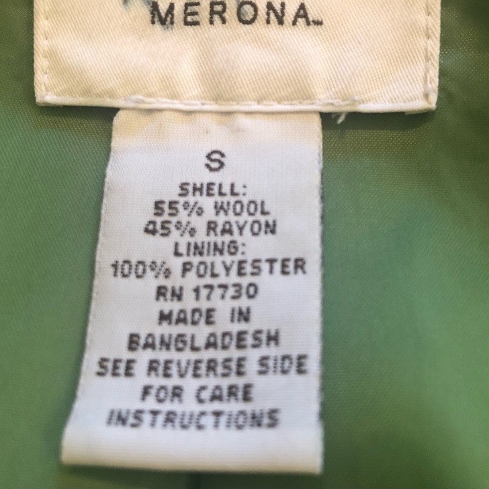 Vintage/ Merona Green Wool Blend/ Jacket/ S - Picture 5 of 8
